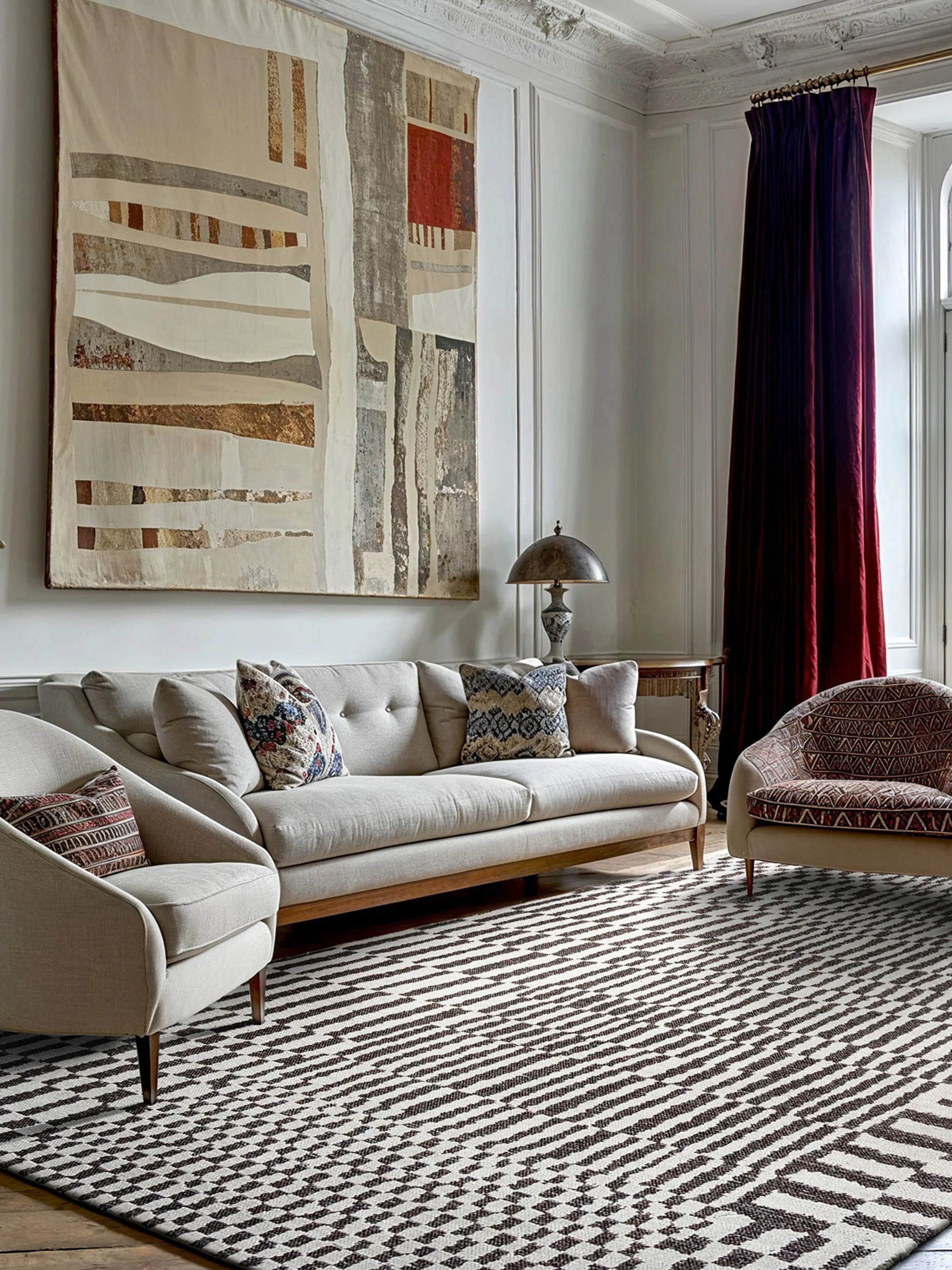 Wasbaar jacquard in- & outdoor vloerkleed Berber