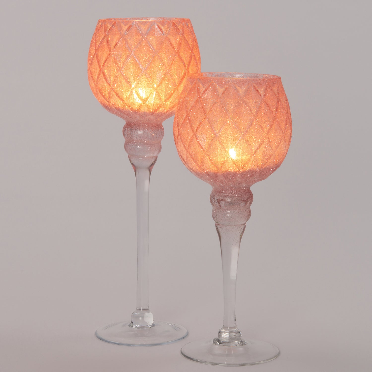 Intratuin waxinelichthouder op voet Marie roze D 11 H 30 cm