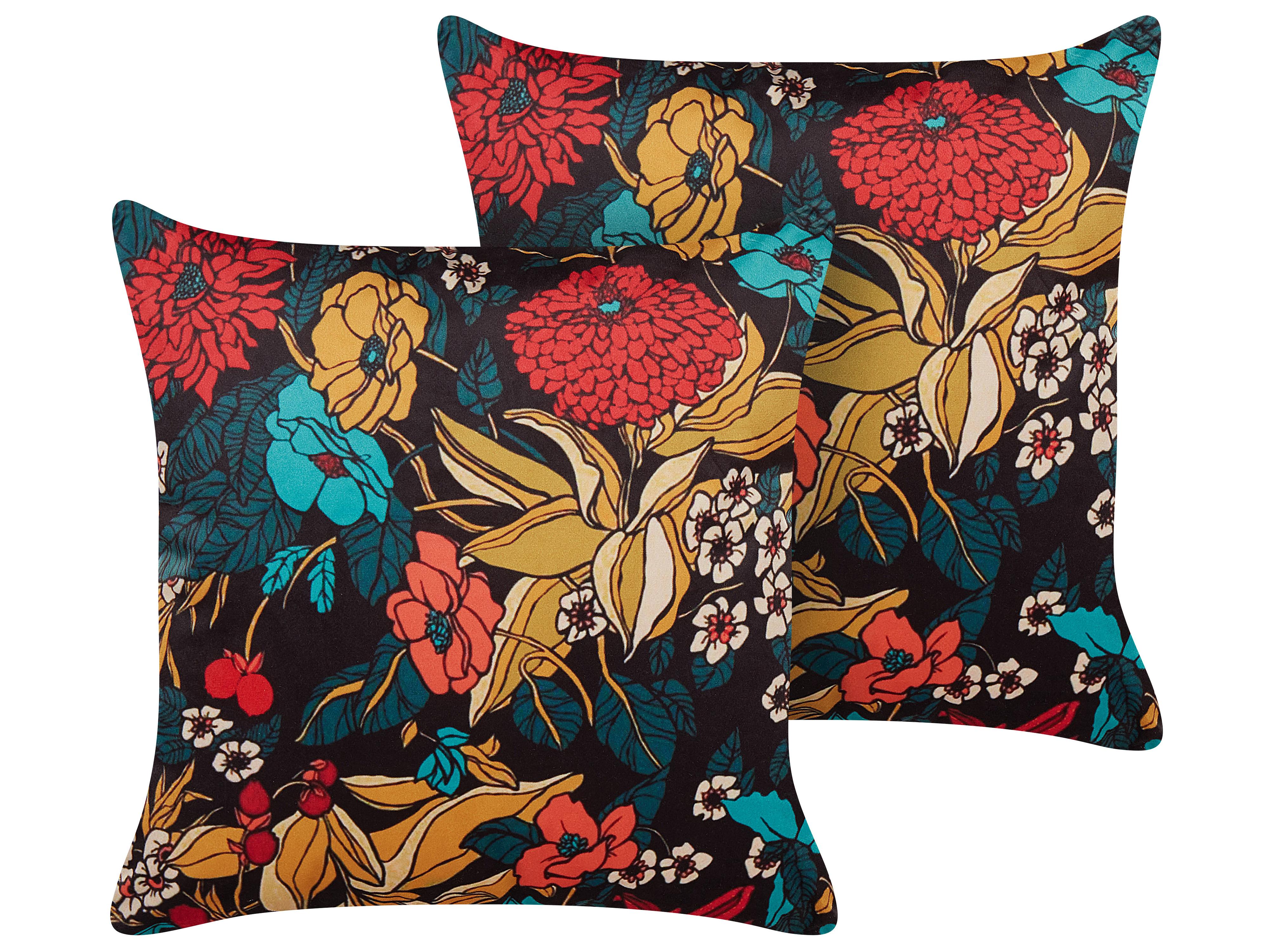 Set van 2 sierkussens PROTEA Fluweel 45 x 45 cm Meerkleurig bloempatroon