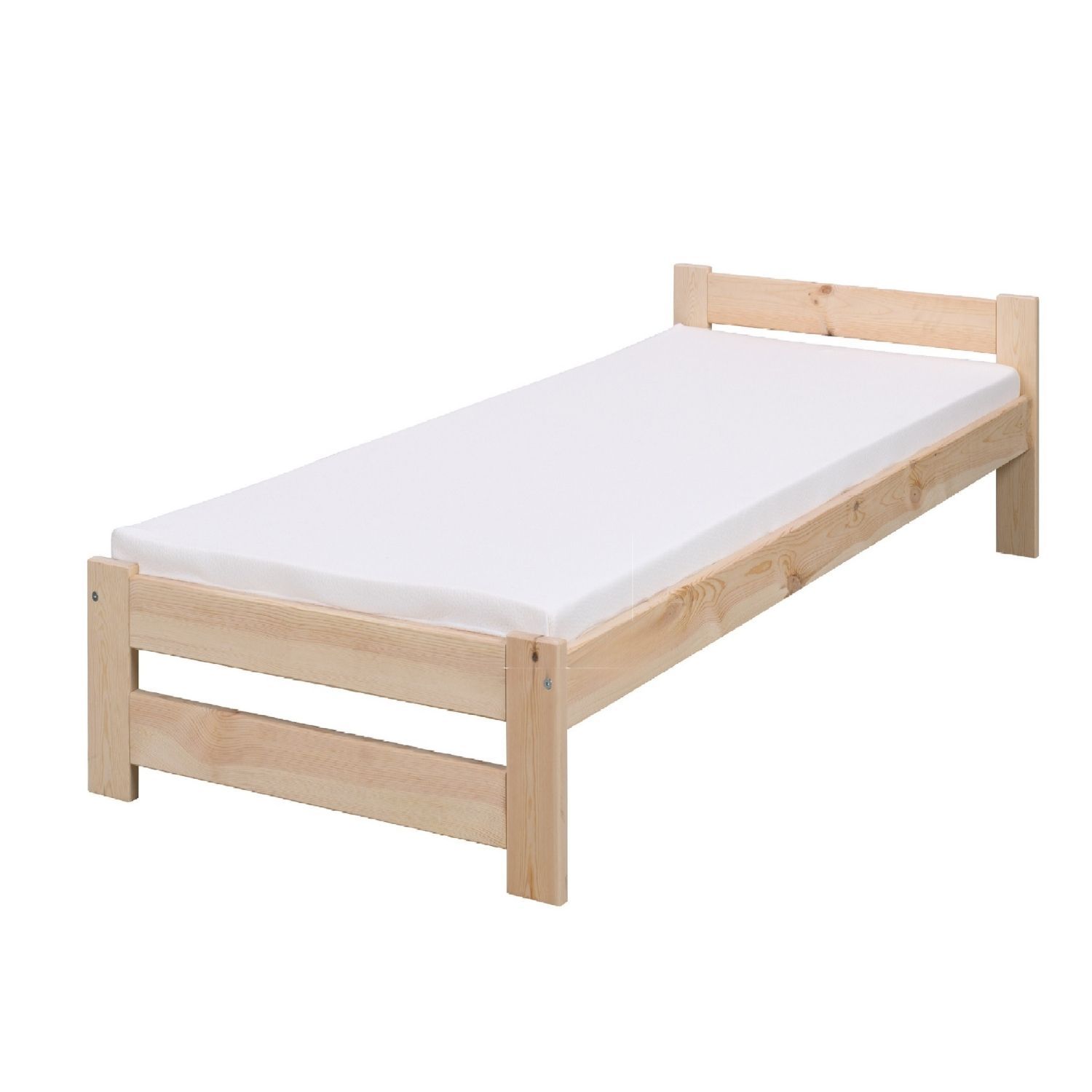 Coemo Bett Classico Holzbett Bettgestell mit Lattenrost Massivholz Kiefer 80x200 cm natur