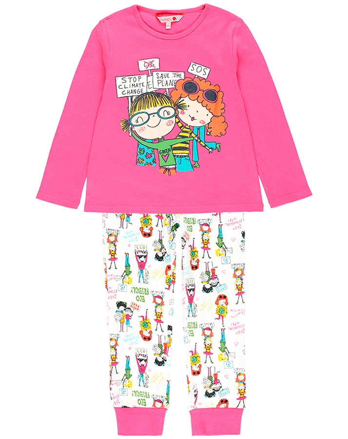 Schlafanzug SAVE THE PLANET 2-teilig lang in pink