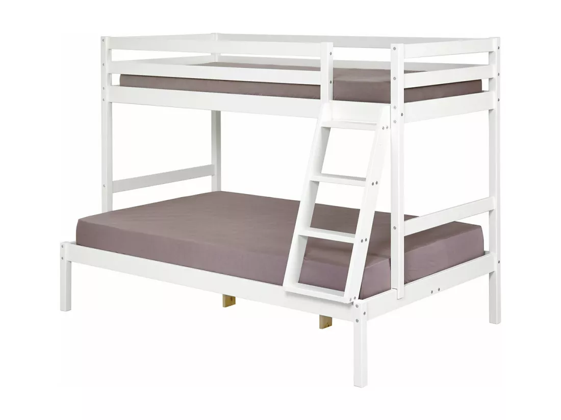 Lit superposé 120x190 cm bois massif blanc JULIAN