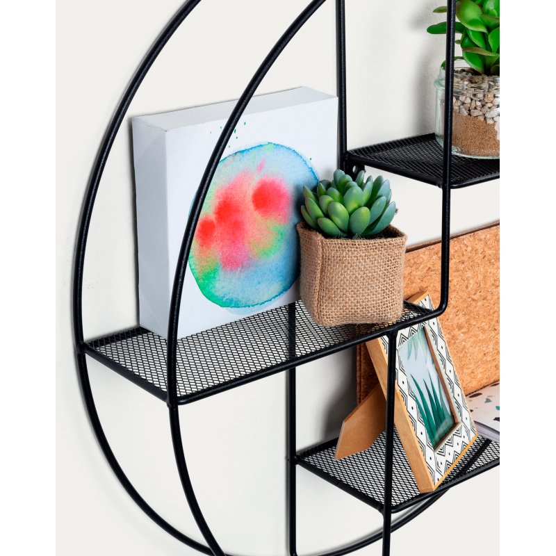 Étagère murale Across en acier avec finition noire Ø 55 cm