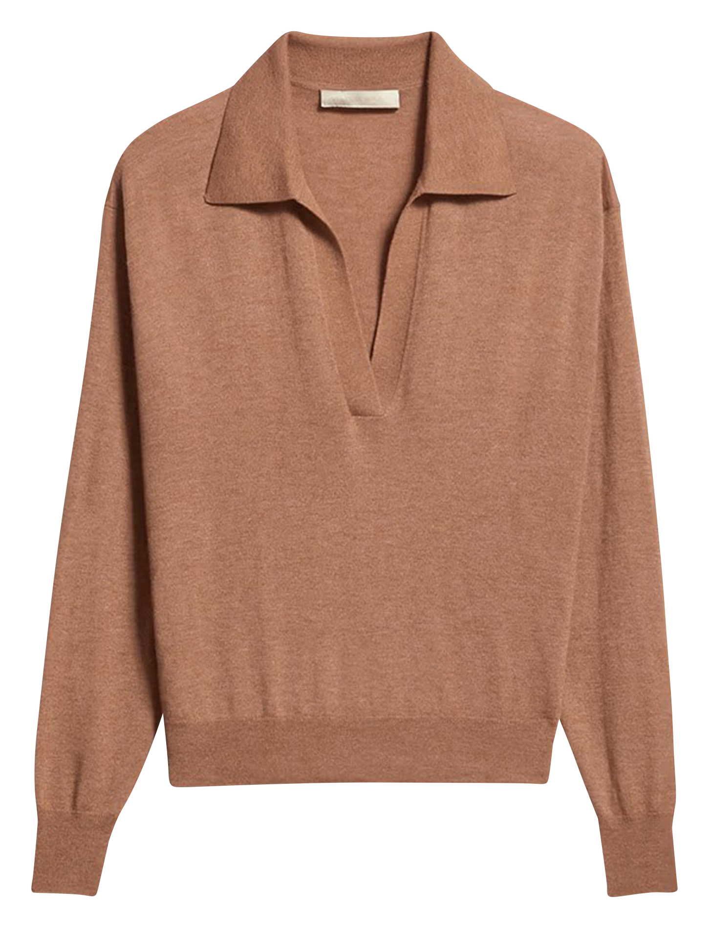 DIXIE - Pull droit col classique en laine mélangée | Marron