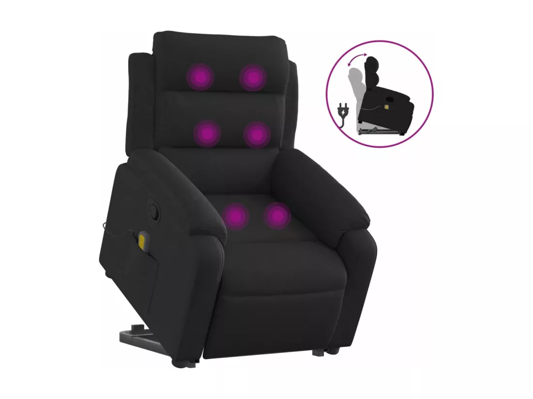 Fauteuil massant inclinable Noir Tissu