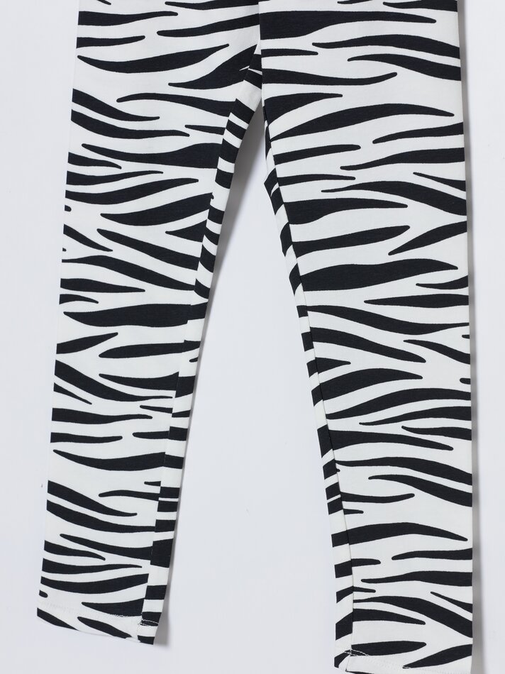 Conjunto com 2 leggings compridas básicas, lisas e estampadas - Pretas