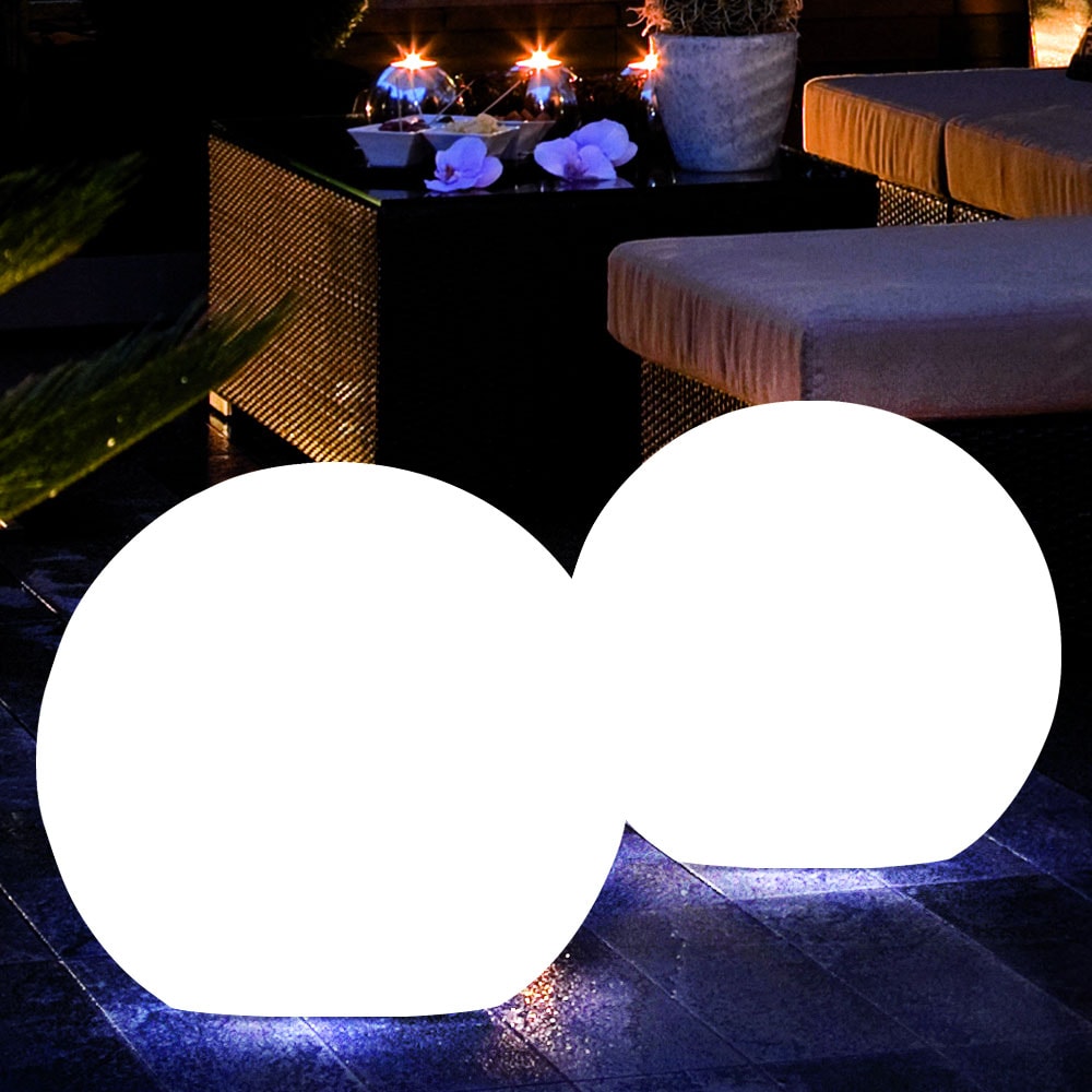 2er Set LED Solarleuchten, Erdspieß, Kugel, H 65 cm