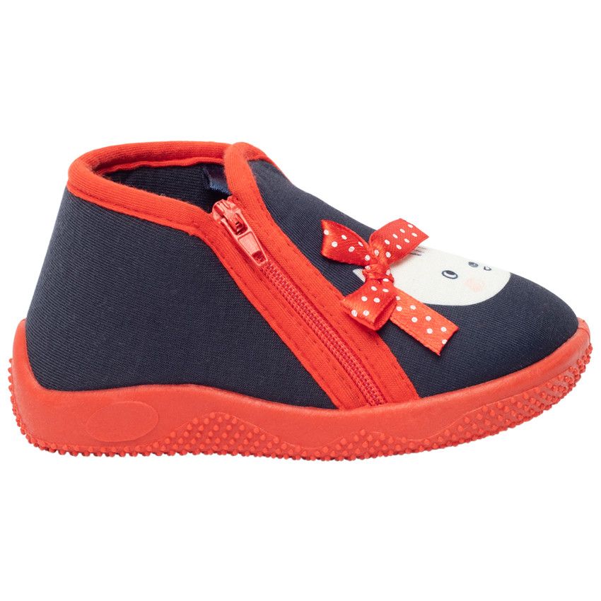 Chaussons avec print chat et noeud fantaisie pour fille - Bleu marine