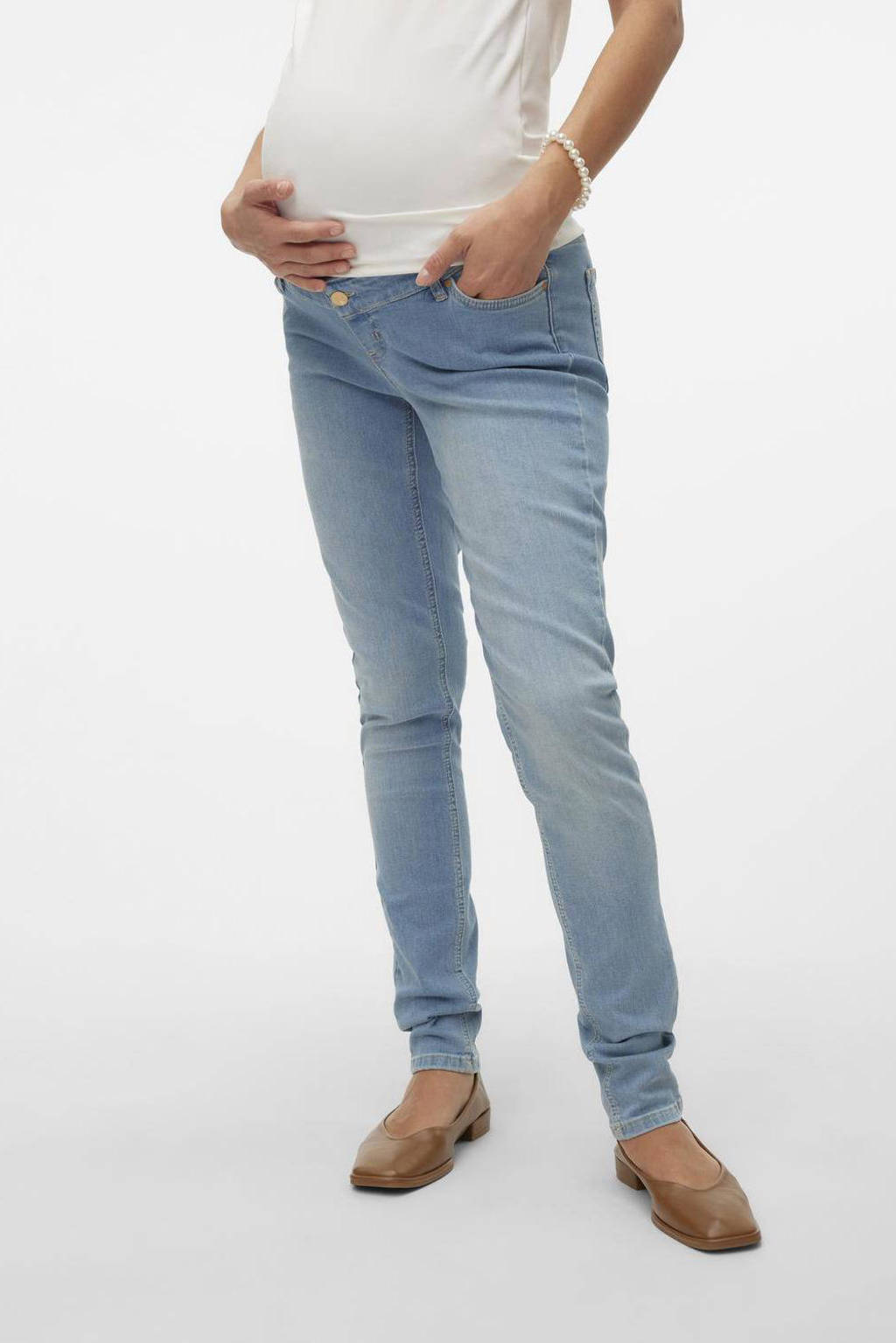 MAMALICIOUS zwangerschaps skinny jeans MLOLIVIA light blue denim