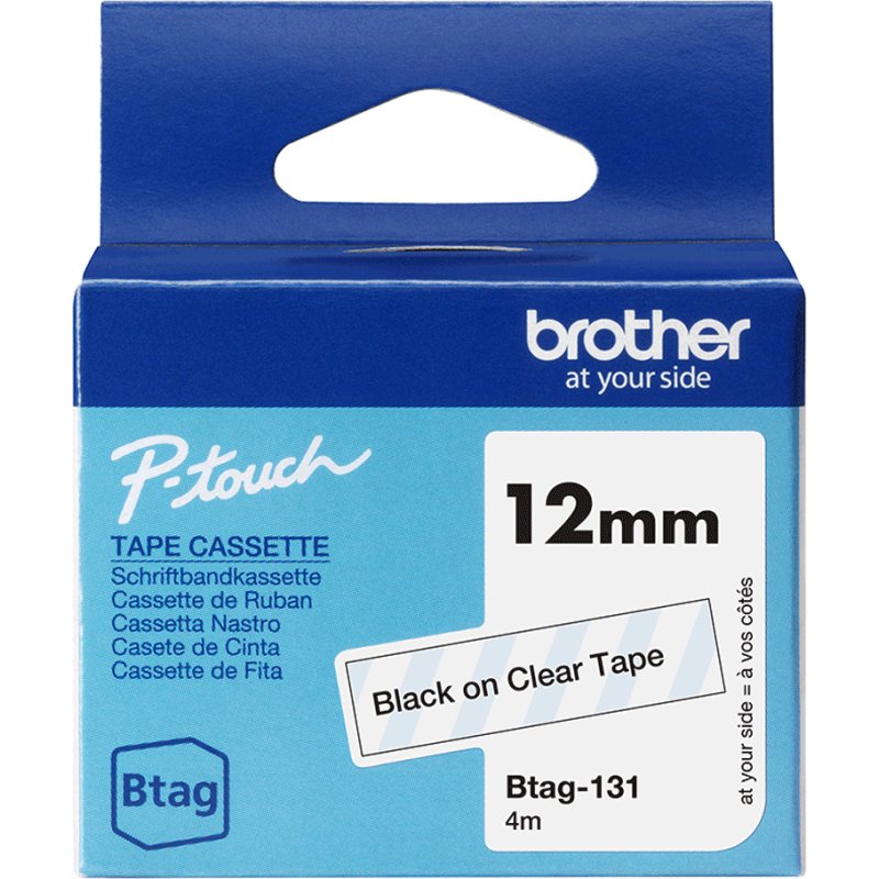 Brother BTAG-131 ruban d'étiquette Noir sur transparent