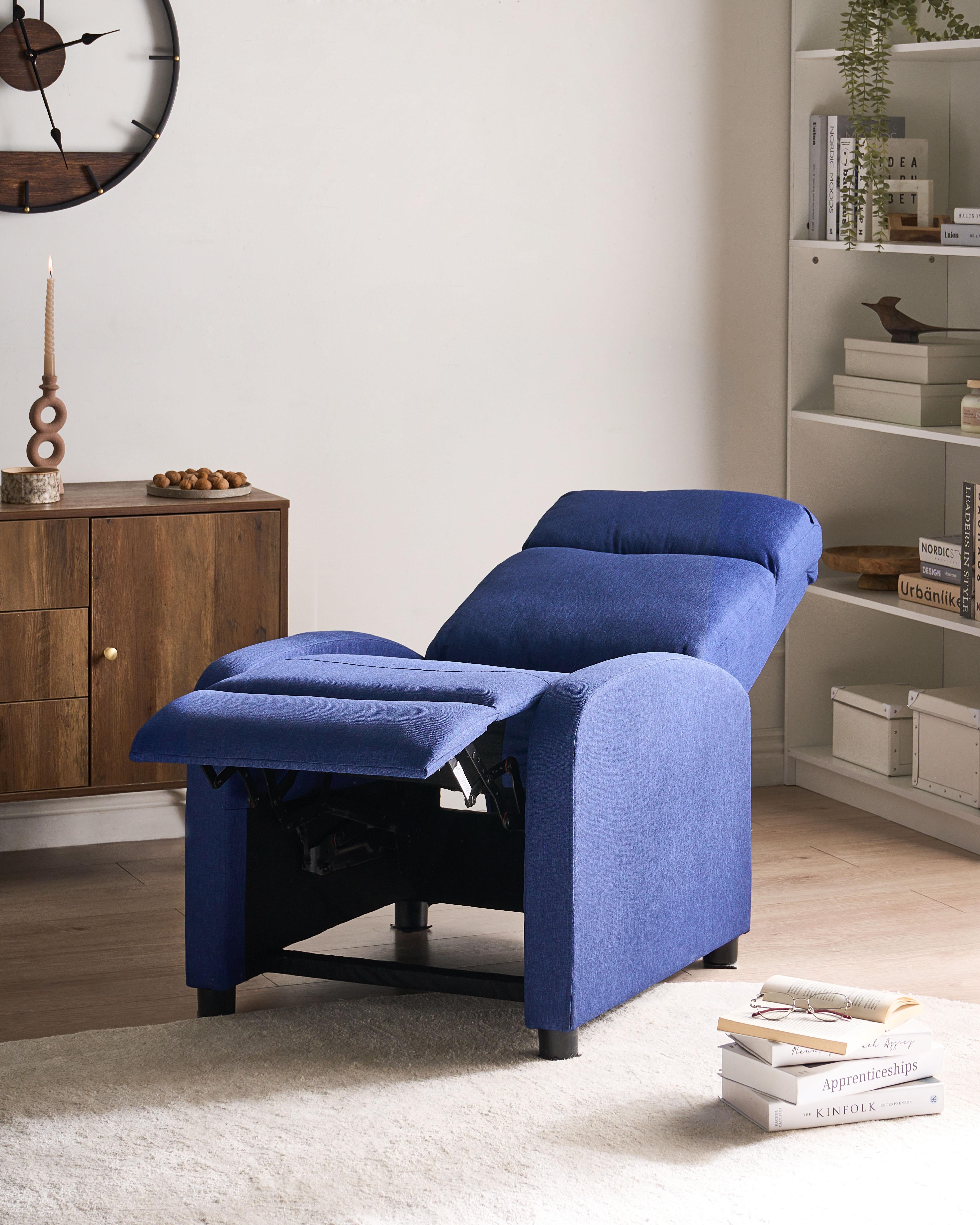 Relaxfauteuil EMINENCE Kunstlinnen Marineblauw