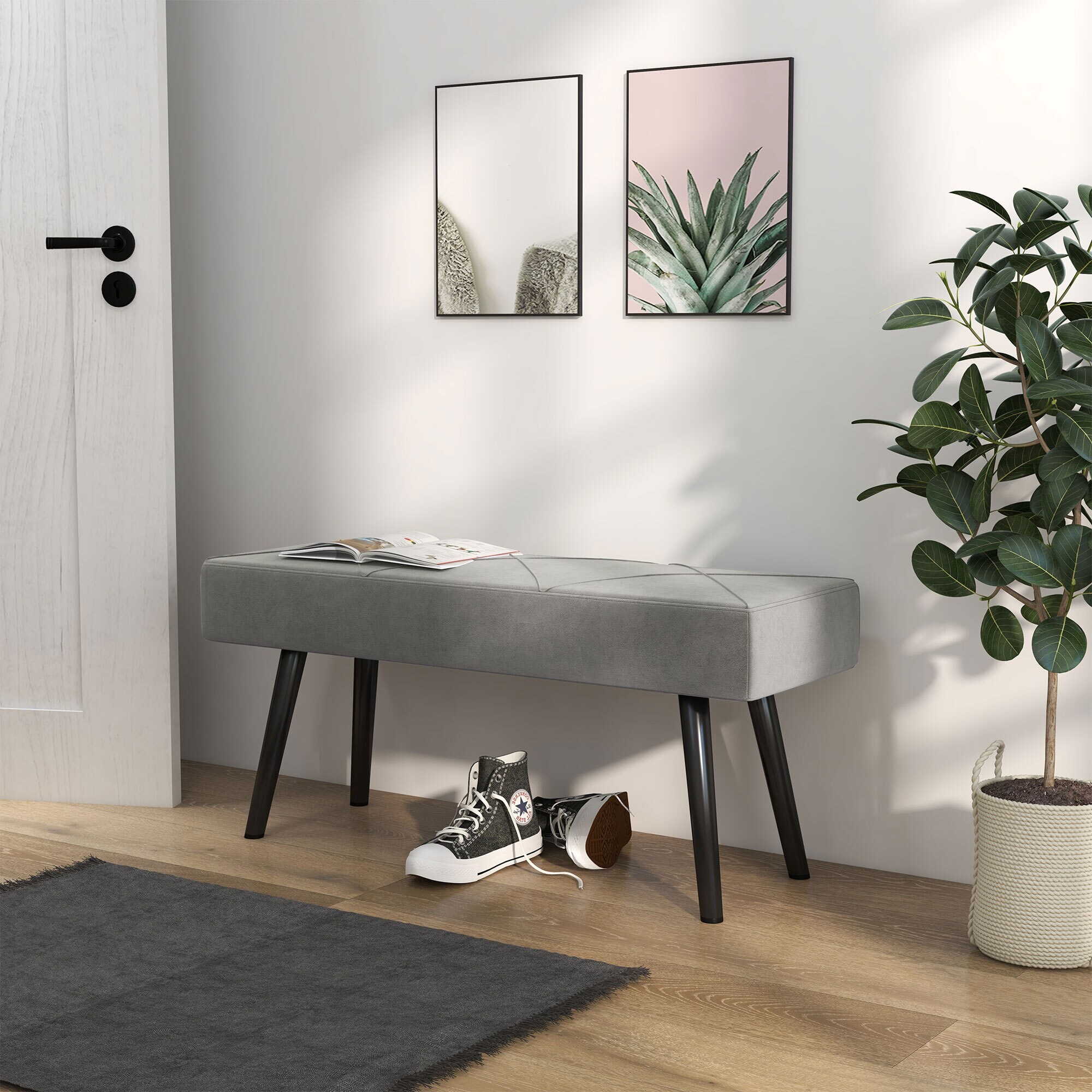 HOMCOM Sitzbank mit Fußpolster grün 100L x 36B x 45H cm