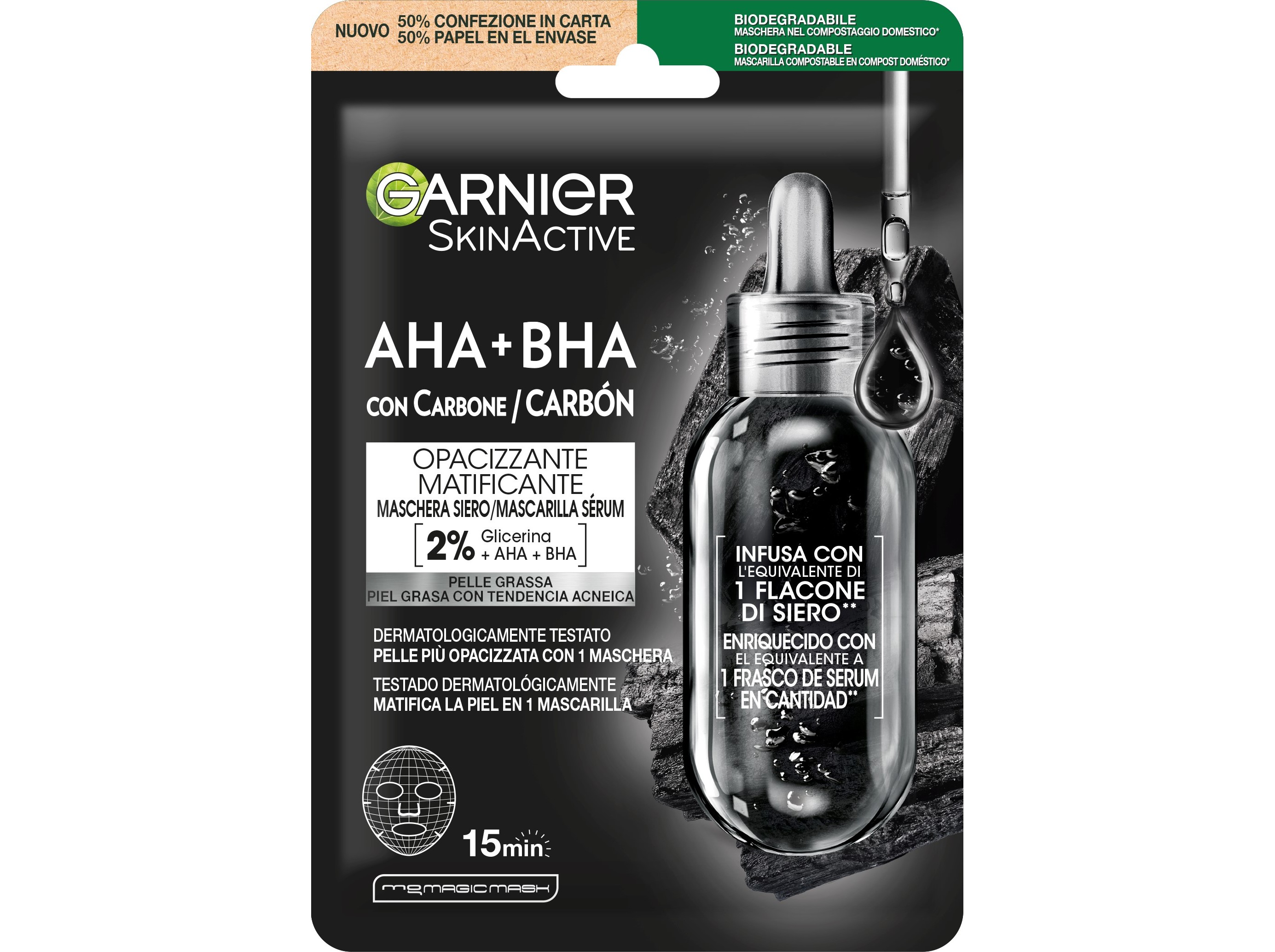 MÁSCARA GARNIER TECIDO SKIN ACTIVE ALGA PRETA