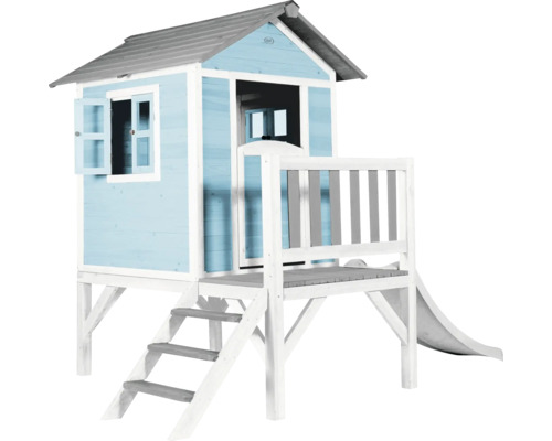 Speelhuis op stelten, axi Lodge, 240 x 167 cm, hout, blauw, inclusief grijze glijbaan