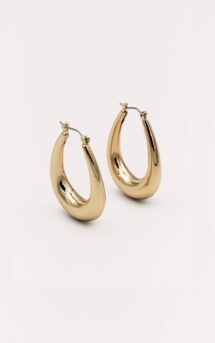 Doré Boucles D'oreilles Créoles Ovales Arrondies