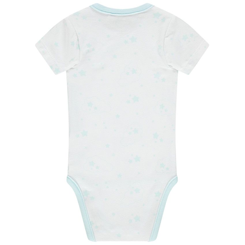 Body manches courtes en coton bio à étoiles all-over - Blanc