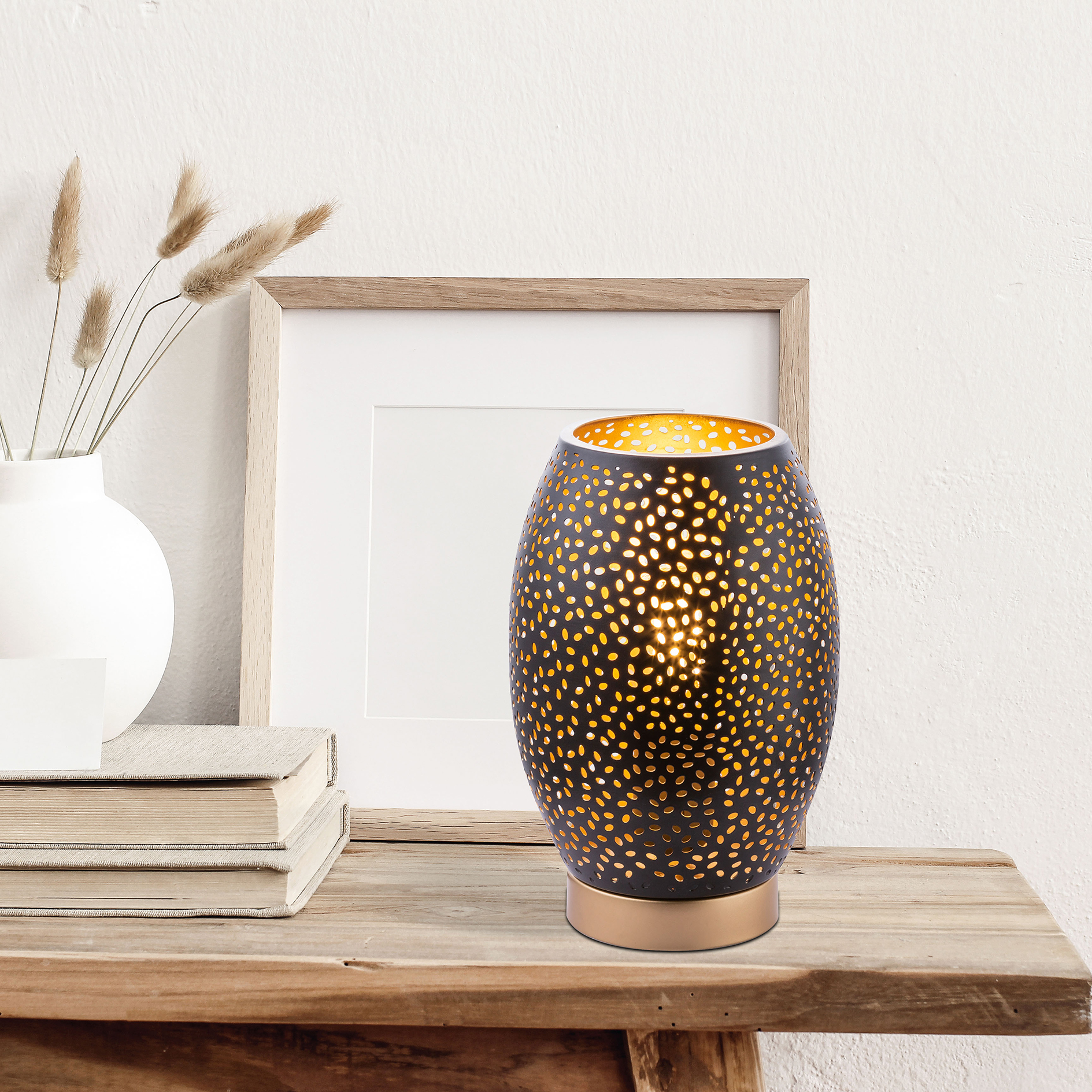 Tischleuchte - schwarz matt-gold - Ø 15 cm