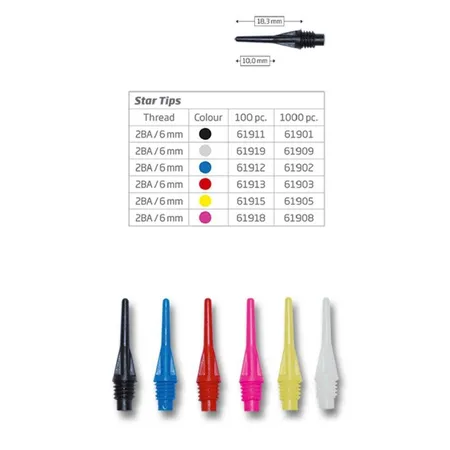 BULL'S Darts Star Soft Tips 6mm(2BA) 100/schwarz