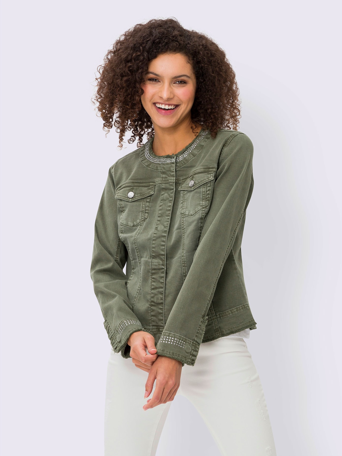 Veste en jean petites pierres fantaisie