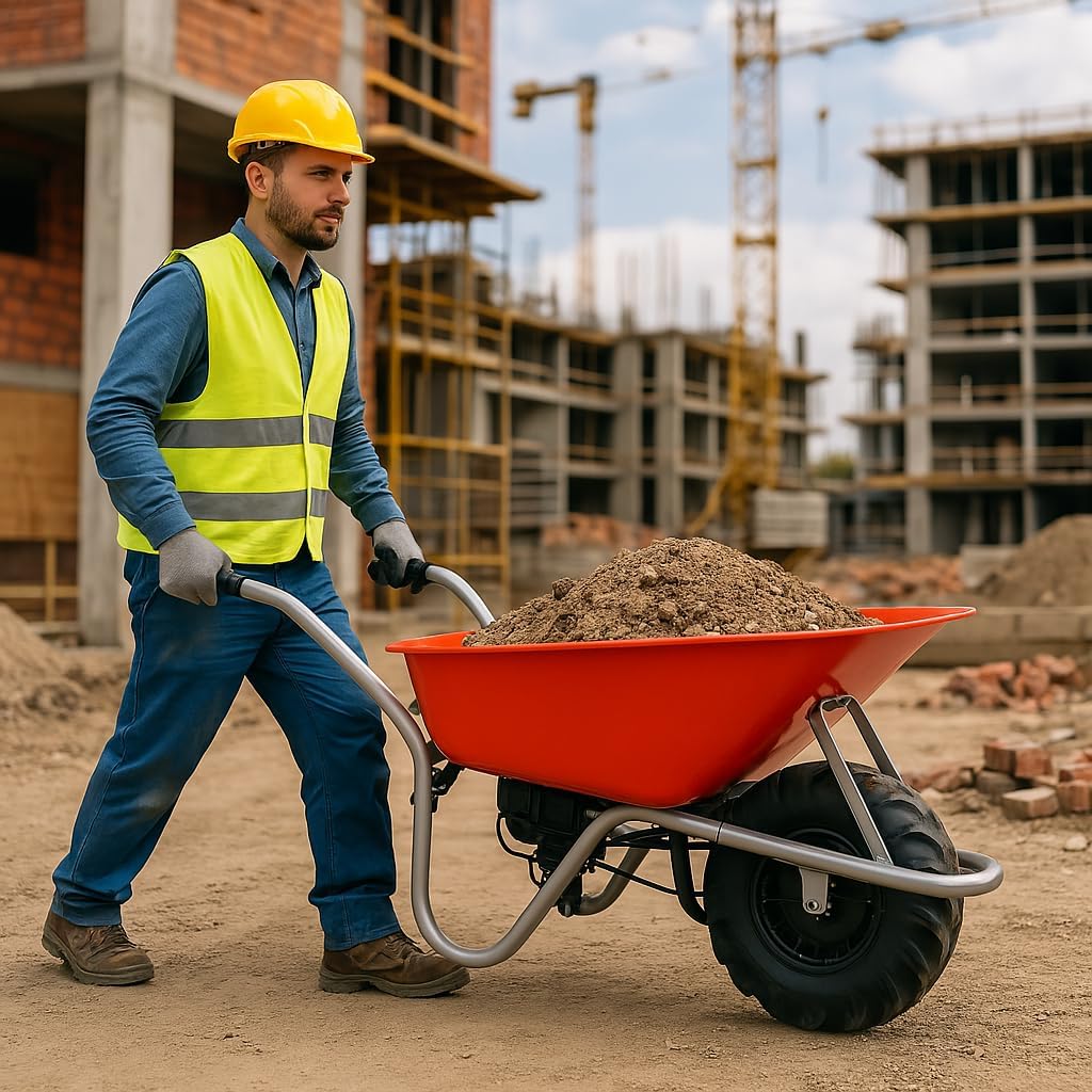 HECHT elektrische Schubkarre mit 80 Liter – 260 kg Tragkraft – 280 W Motor –Luftreifen auf Stahlfelge – pulverbeschichtete Stahlwanne – Motorschubkarre – Gartenkarre elektrisch – Elektro Dumper
