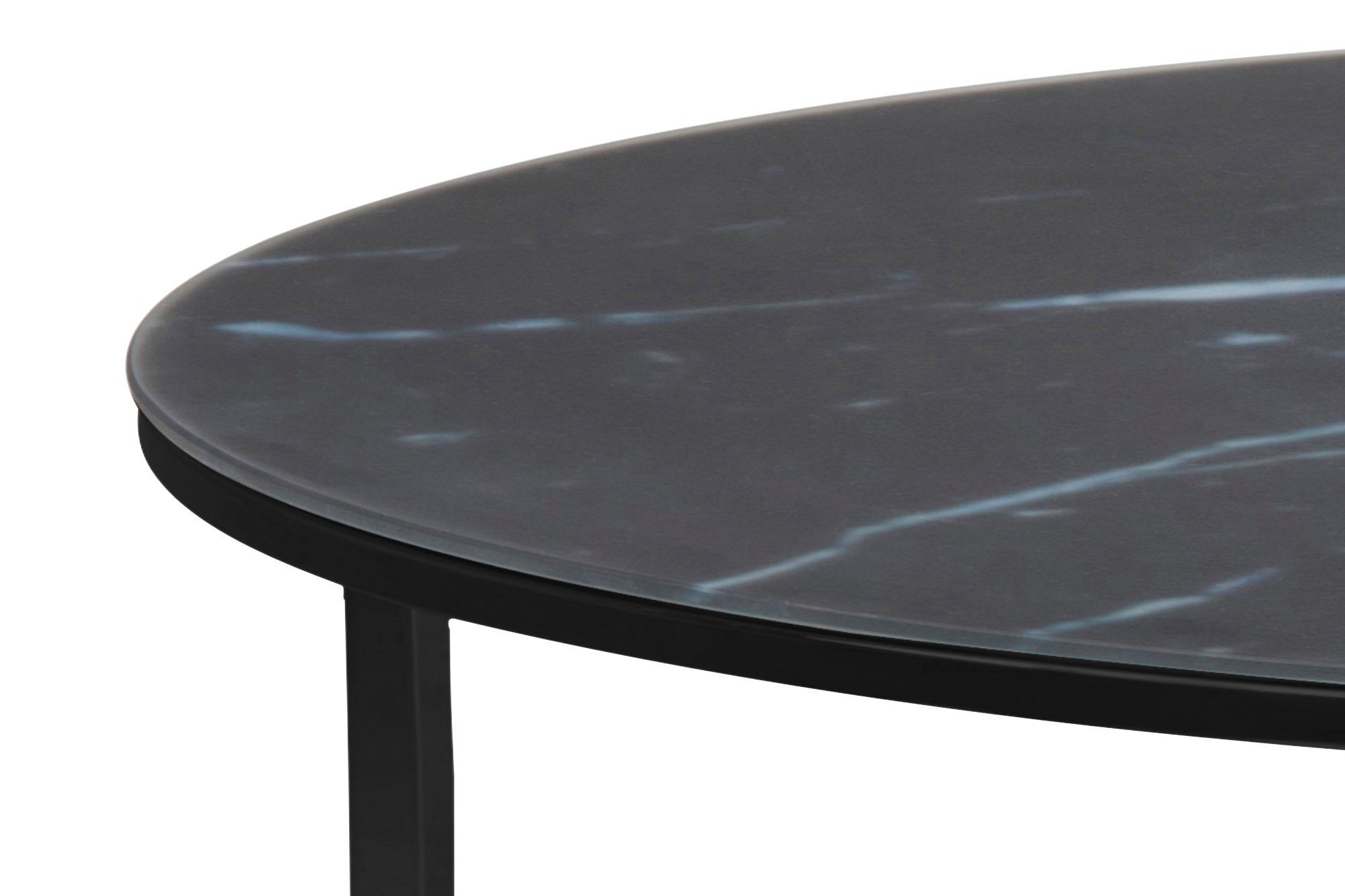 Genua Salontafel - Ø80 cm - Zwarte marmer print