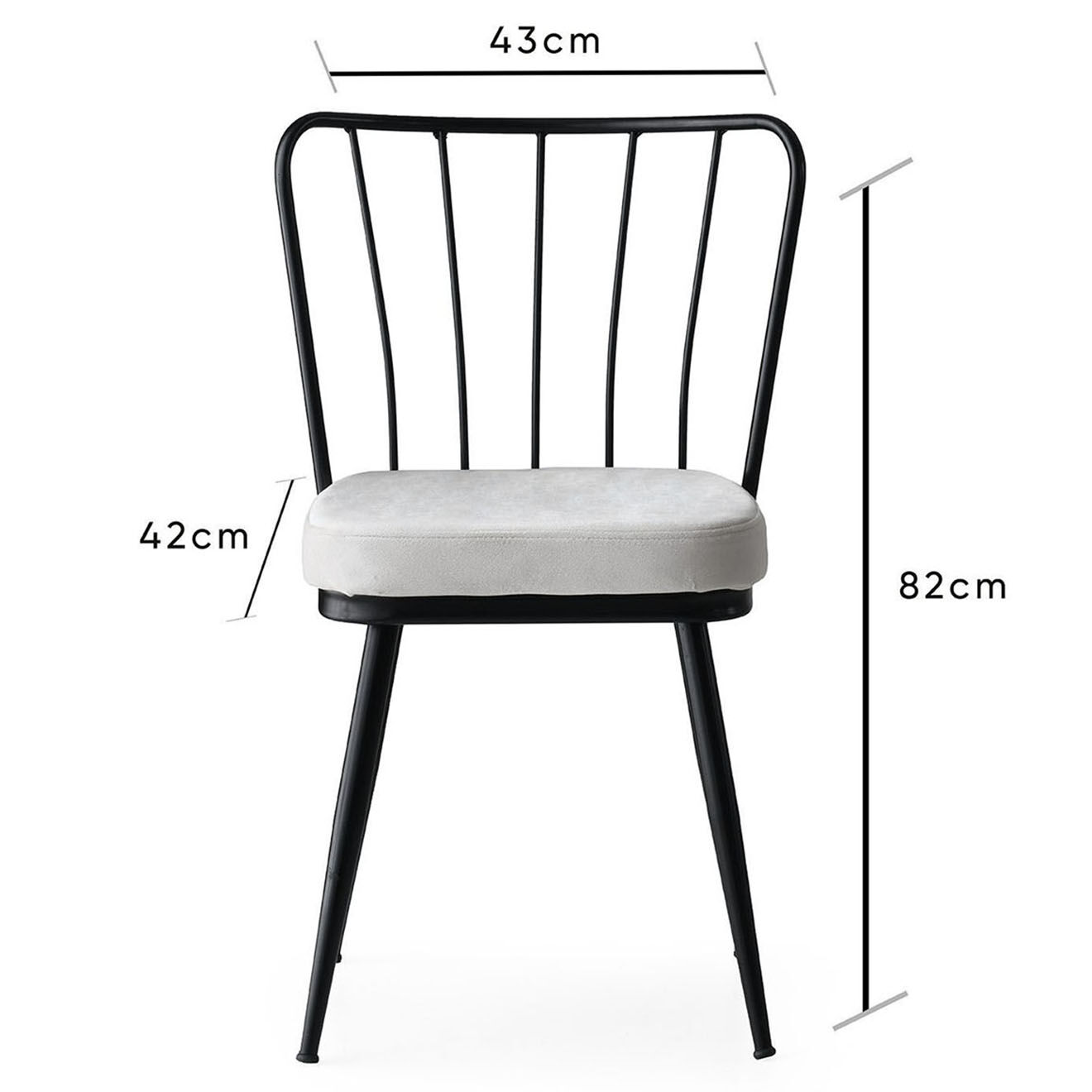 Homitis 4 chaises yildiz noir/blanc - 43x82x42 cm