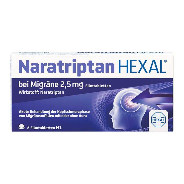 Naratriptan Hexal bei Migräne 2,5 mg Filmtabletten, 2 St