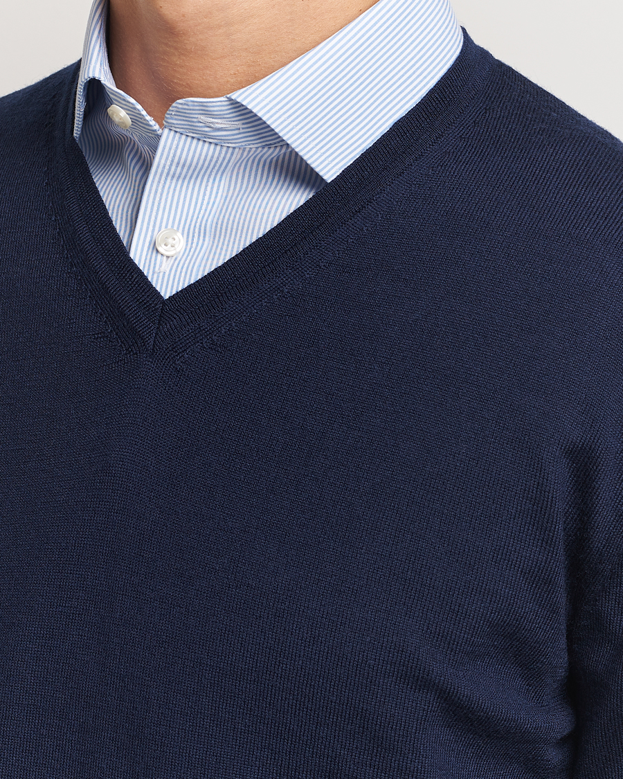 Charles Tyrwhitt Pure Merino V-Neck Jumper Navy