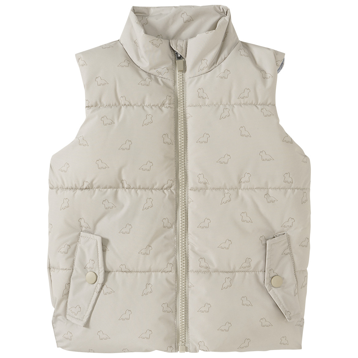 Topomini Baby Steppweste mit Dino-Prints beige