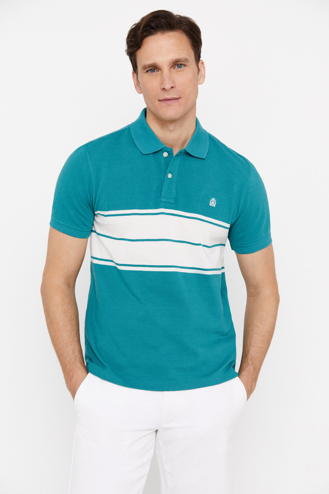 Camisa polo listrada - Verde