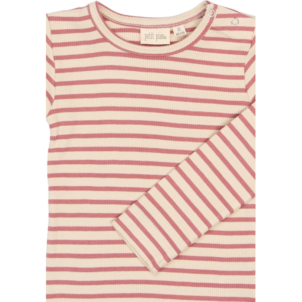 Køb Petit Piao Dusty Rose Striped PPSky L_S Tee