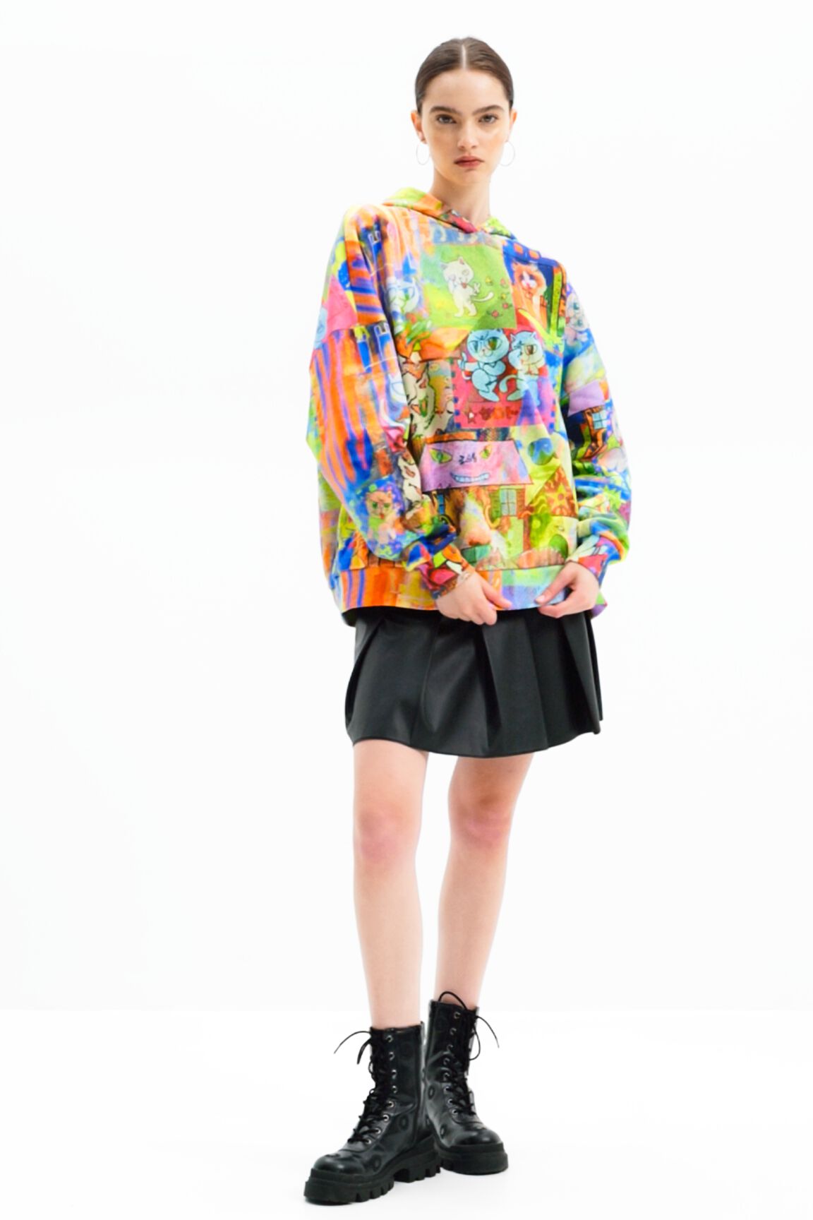 Moletom oversized com estampa de gato da María Escoté