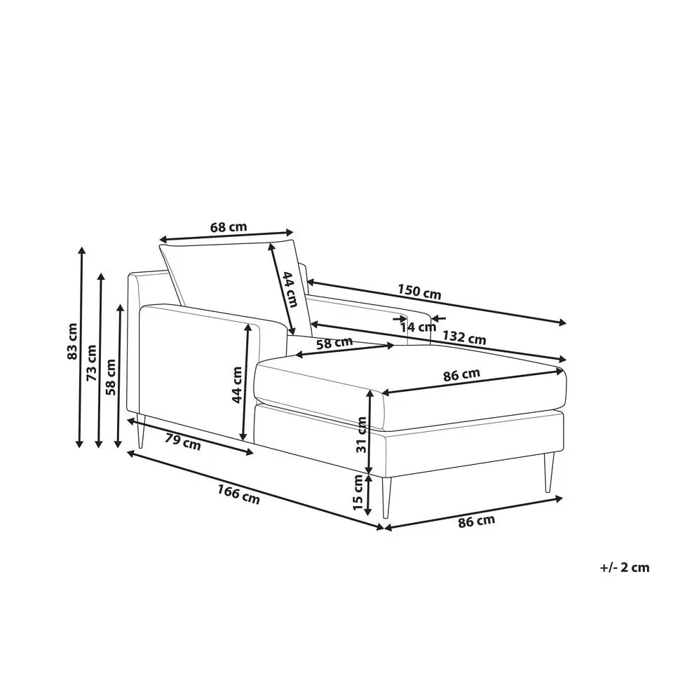 GUERET - Chaise longue - Groen - Symmetrisch - Fluweel