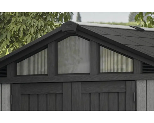 Keter Stronghold tuinhuis met afgeronde hoeken 10x8 inclusief vloer 305 x 243 cm houtlook