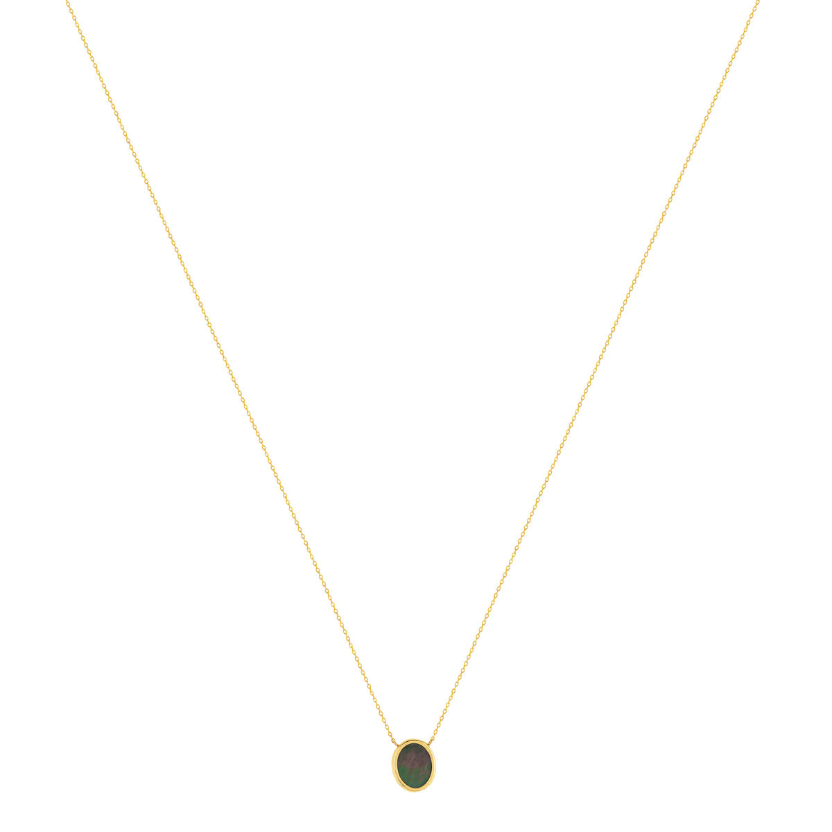 Collier or 750 jaune nacre grise ovale 45 cm