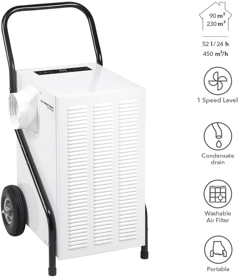 TROTEC Luftentfeuchter TTK 171 ECO – Leistung 52 L/Tag – Fläche 90 m² / 230 m³ – Bautrockner – für große Räume