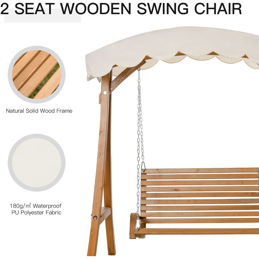 Outsunny Hollywoodschaukel 2-Sitzer natur, creme