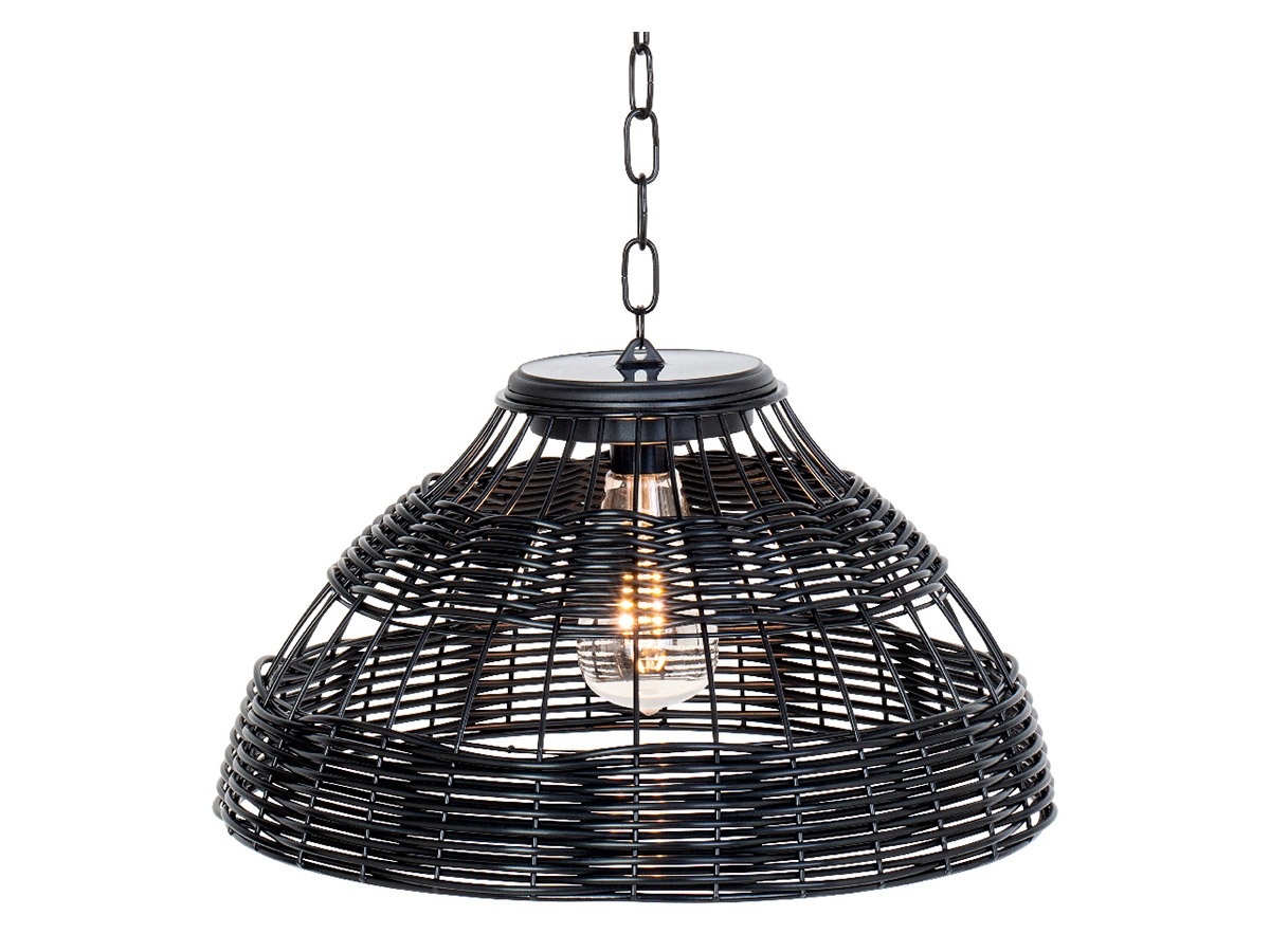 Lumineo Black rieten solar hanglamp