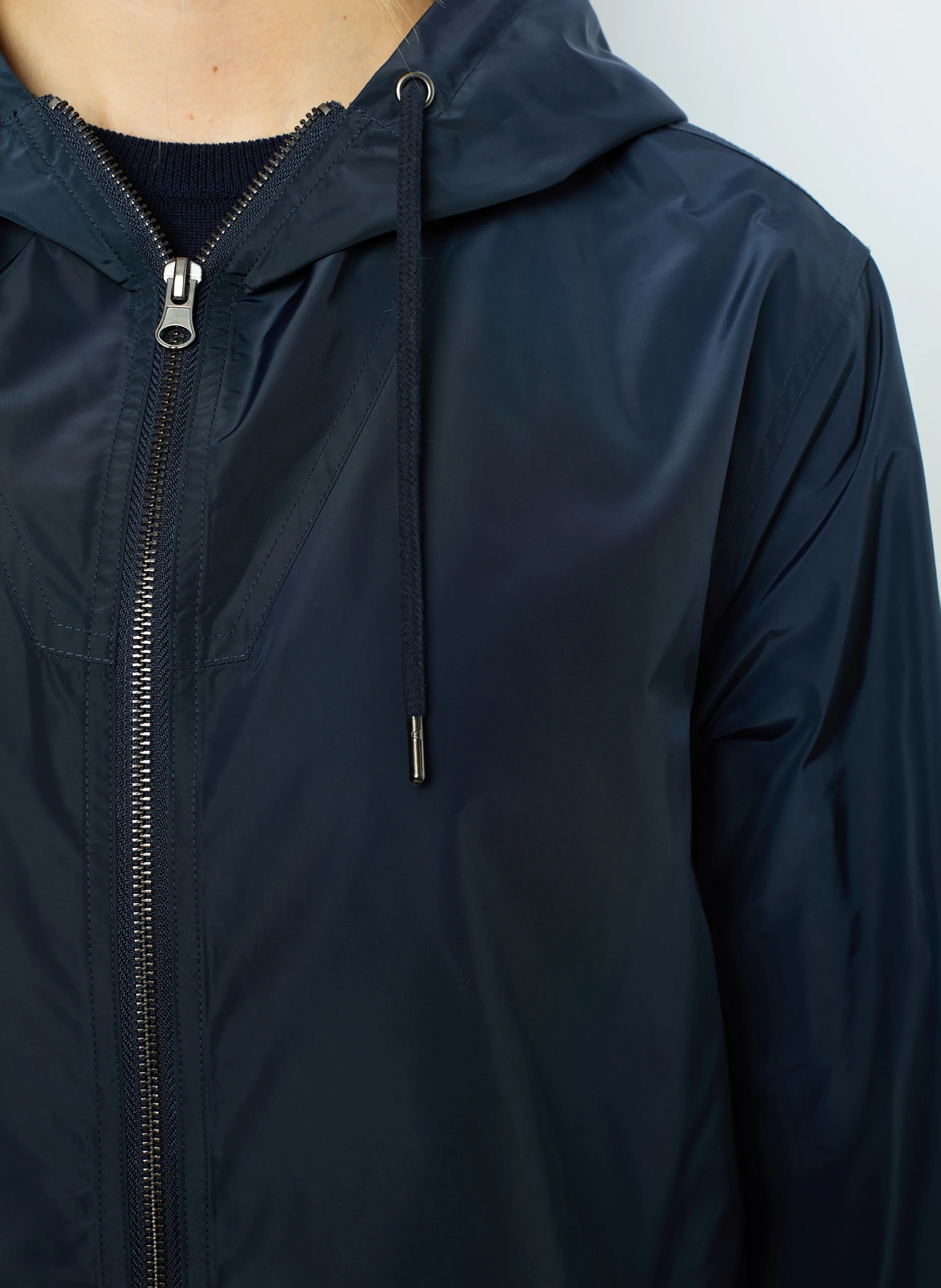 Parka droite col montant à capuche | Bleu