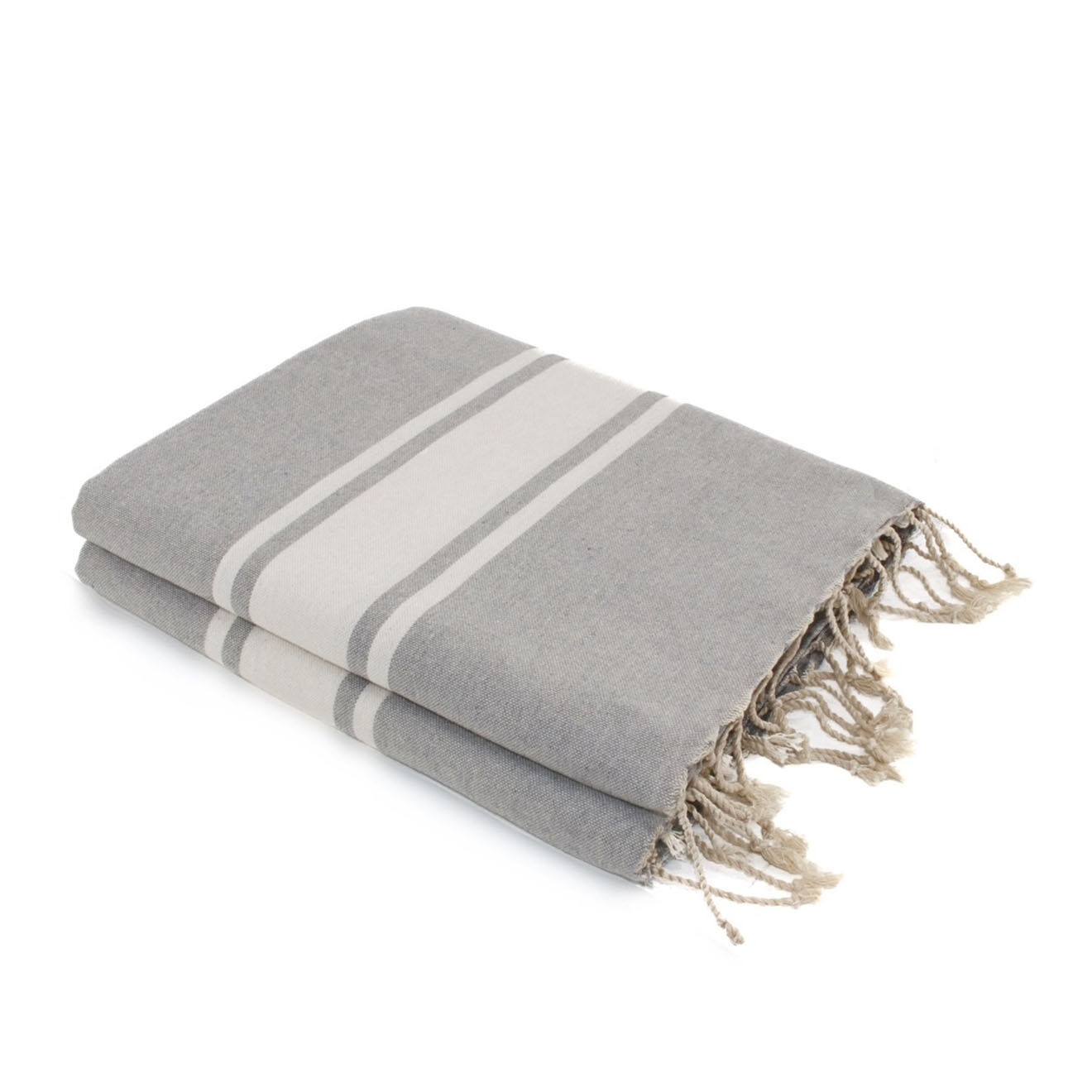 Febronie Fouta Famiglia XXL St Tropez Rayure Classique gris perle - 200x200 cm