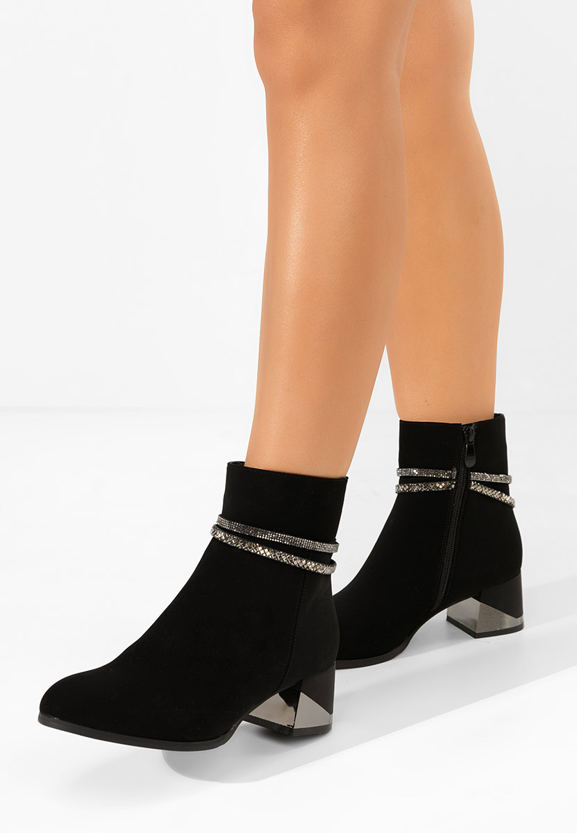 Bottines à gros talon noires Floravia
