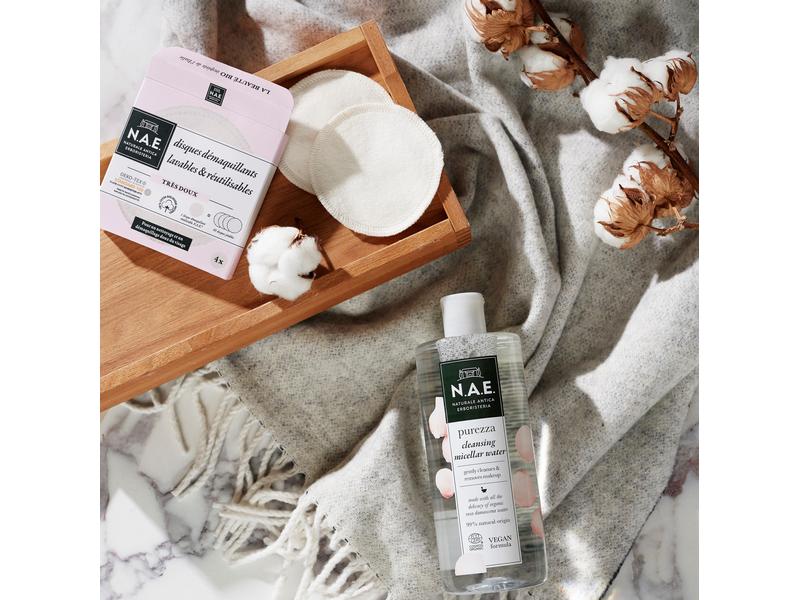 N.A.E. Gesichtsreinigungspads Purezza 4 Stück Natürliche, wiederverwendbare Cleansing Pads