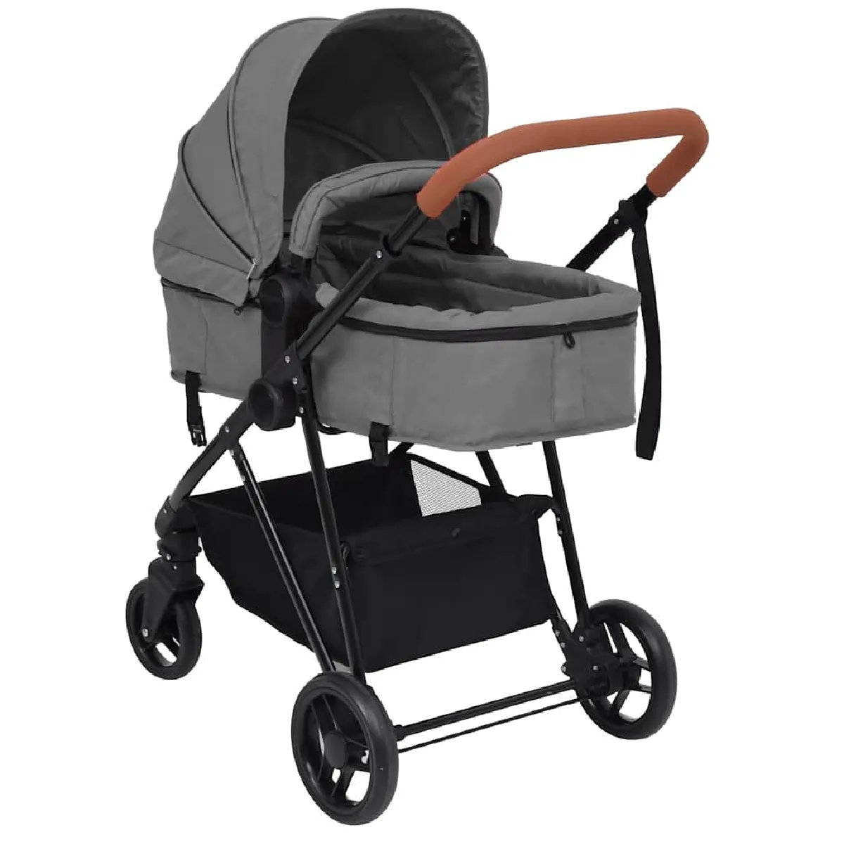 vidaXL Poussette 2-en-1 Gris clair et noir