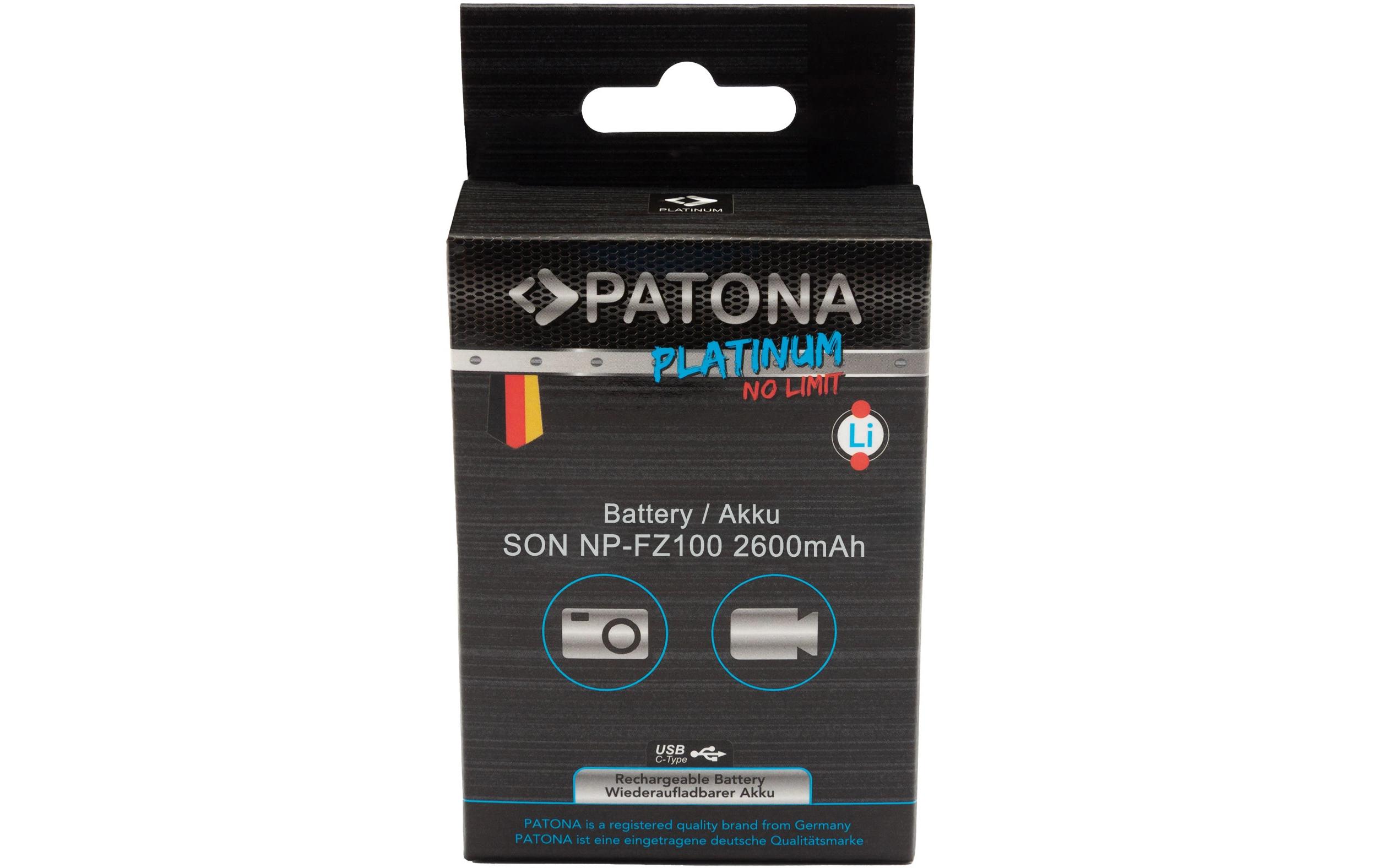 Digitalkamera-Akku Platinum Sony NP-FZ100 mit USB-CAusdauernder Ersatzakku für Sony NP-FZ100