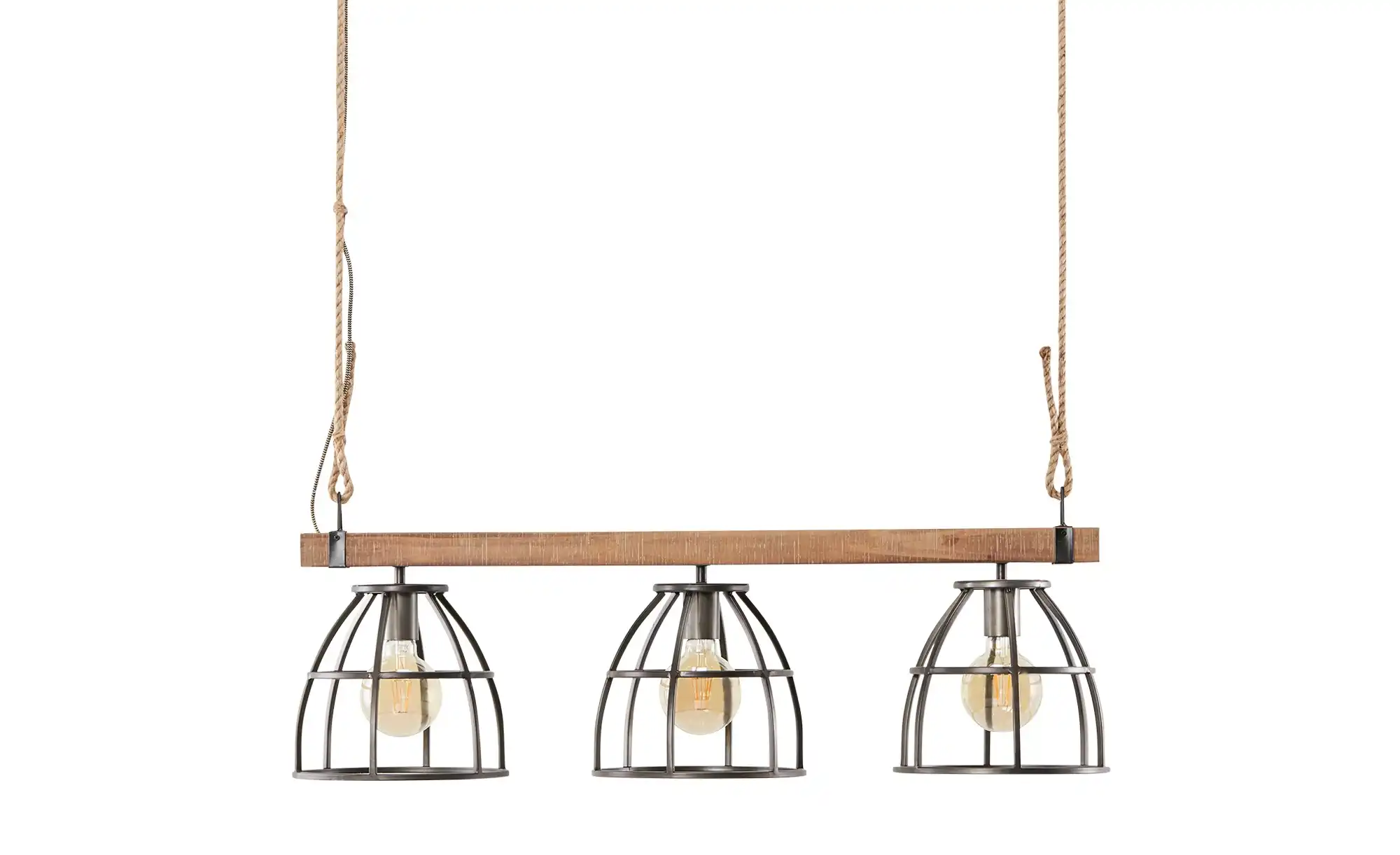 Pendelleuchte, 3-flammig, Metall / Holz schwarz