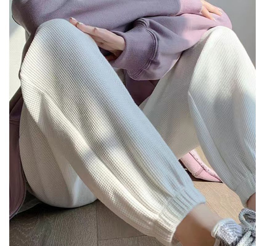 Everose - Hoge taille effen wafel harem joggingbroek