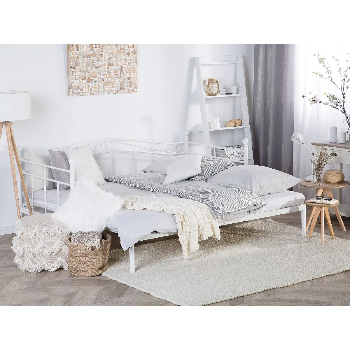 Beliani Lit avec sommier TULLE 80 x 200 cm Métal Blanc