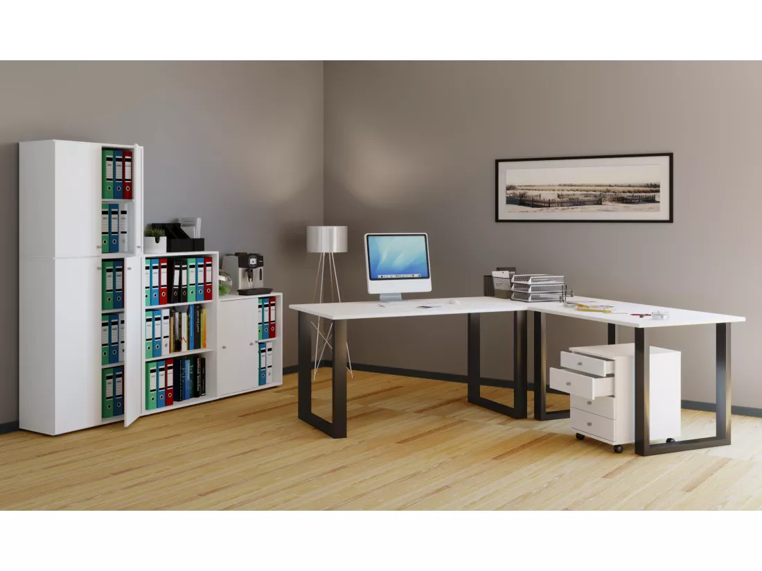 Bureau d'angle Lona 50 cm U alu noir