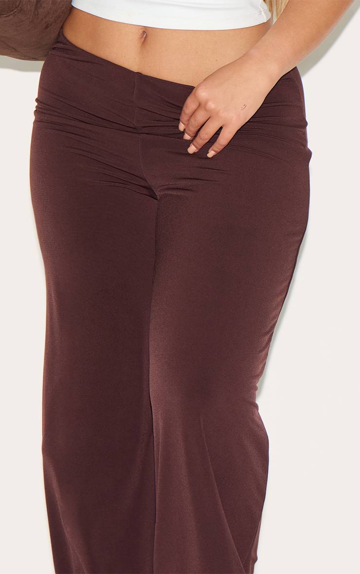 Chocolat Pantalon Large Taille Haute Crème Beurre Sculptant