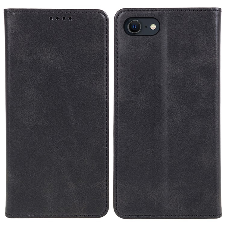 iPhone 16e Leder Tasche Flip Cover mit Kartenfächer im Vintage Look - Schwarz